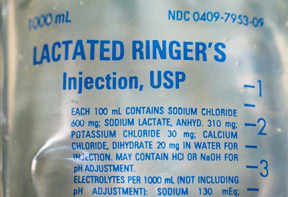 Label showing ingredients in LRS