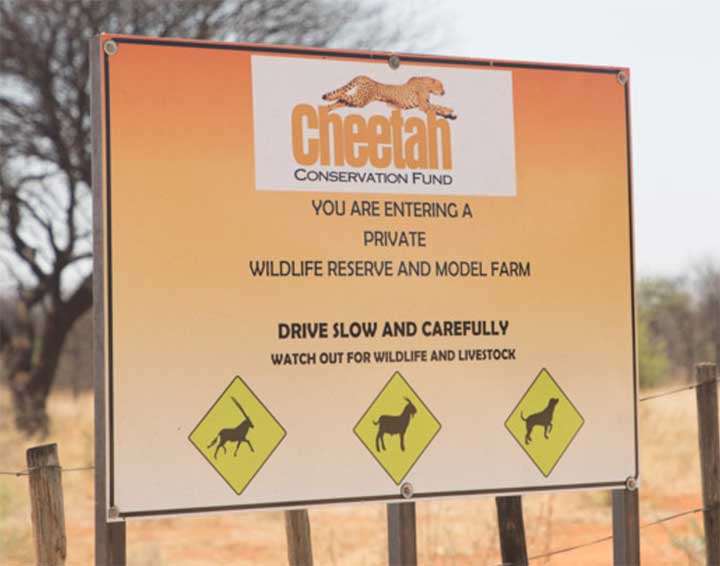 Cheetah Conservation Fund sign